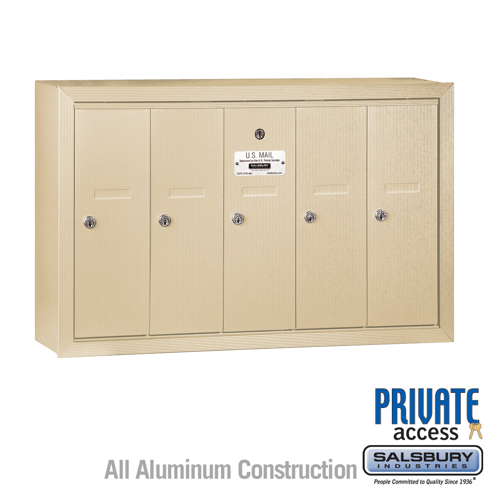 Vertical Mailbox (Includes Master Commercial Lock) - 5 Doors - Sandstone - Surface Mounted - Private Access