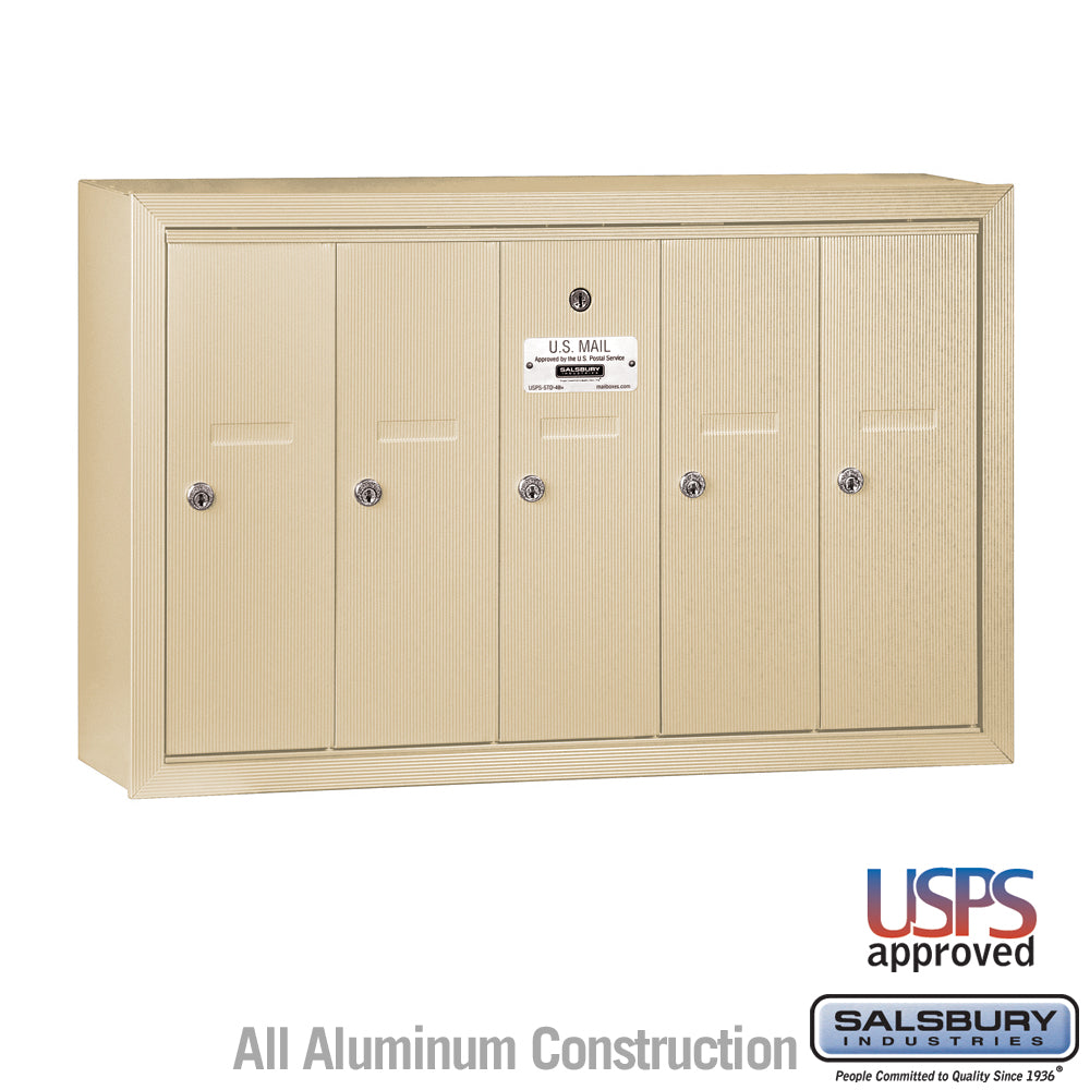 Vertical Mailbox - 5 Doors - Sandstone - Surface Mounted - USPS Access