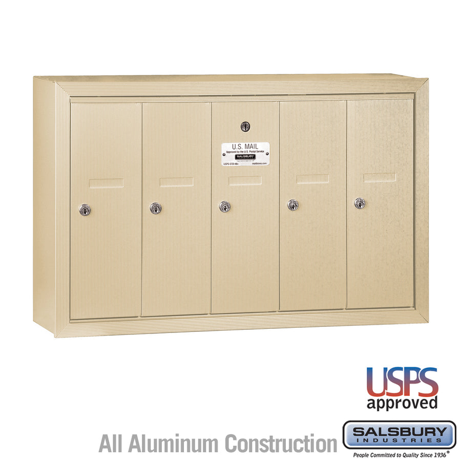 Vertical Mailbox - 5 Doors - Sandstone - Surface Mounted - USPS Access