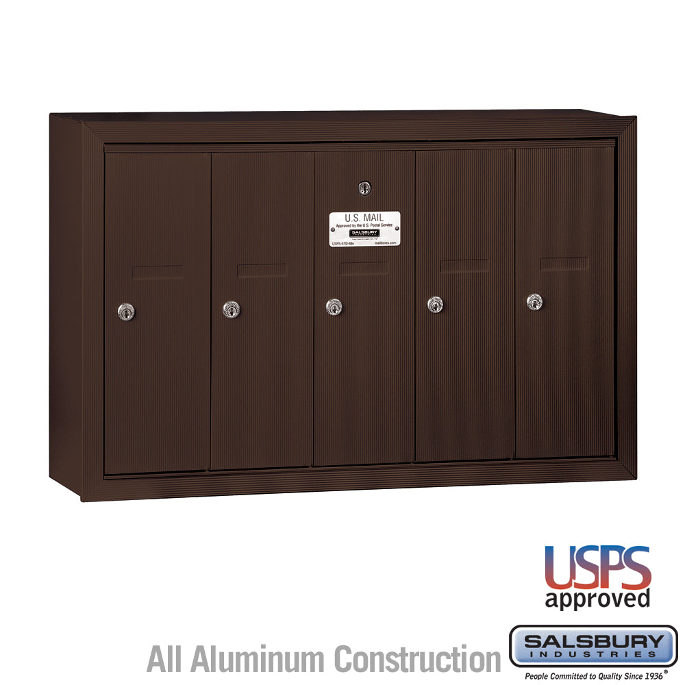 Vertical Mailbox - 5 Doors - Bronze - Surface Mounted - USPS Access