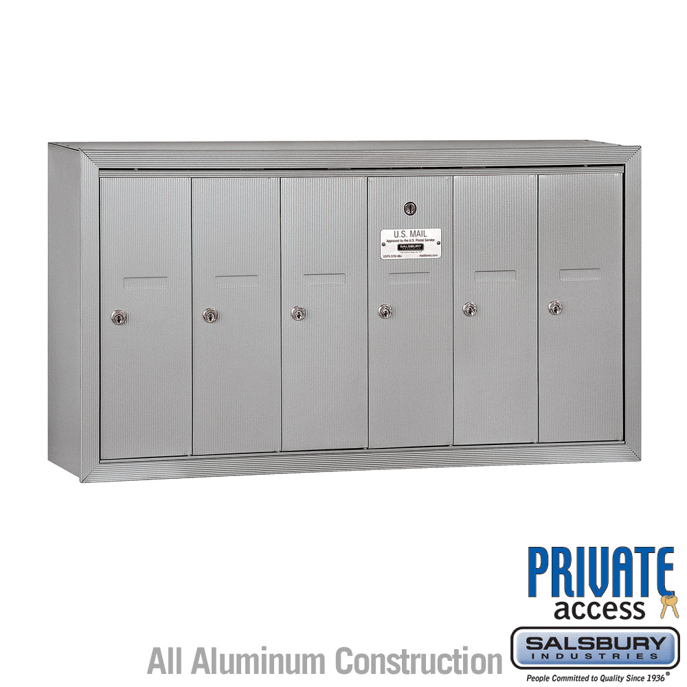 Vertical Mailbox (Includes Master Commercial Lock) - 6 Doors - Aluminum - Surface Mounted - Private Access