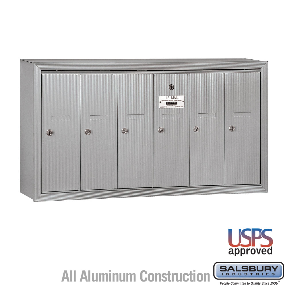 Vertical Mailbox - 6 Doors - Aluminum - Surface Mounted - USPS Access