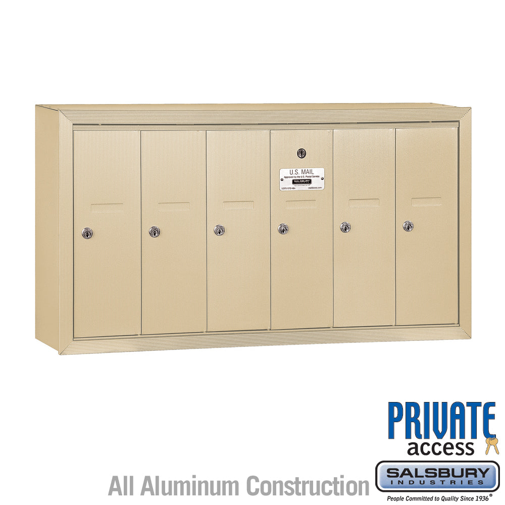 Vertical Mailbox (Includes Master Commercial Lock) - 6 Doors - Sandstone - Surface Mounted - Private Access