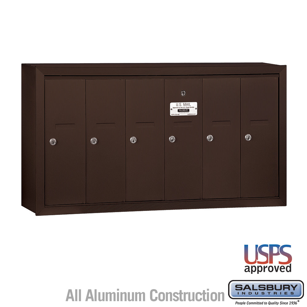 Vertical Mailbox - 6 Doors - Bronze - Surface Mounted - USPS Access