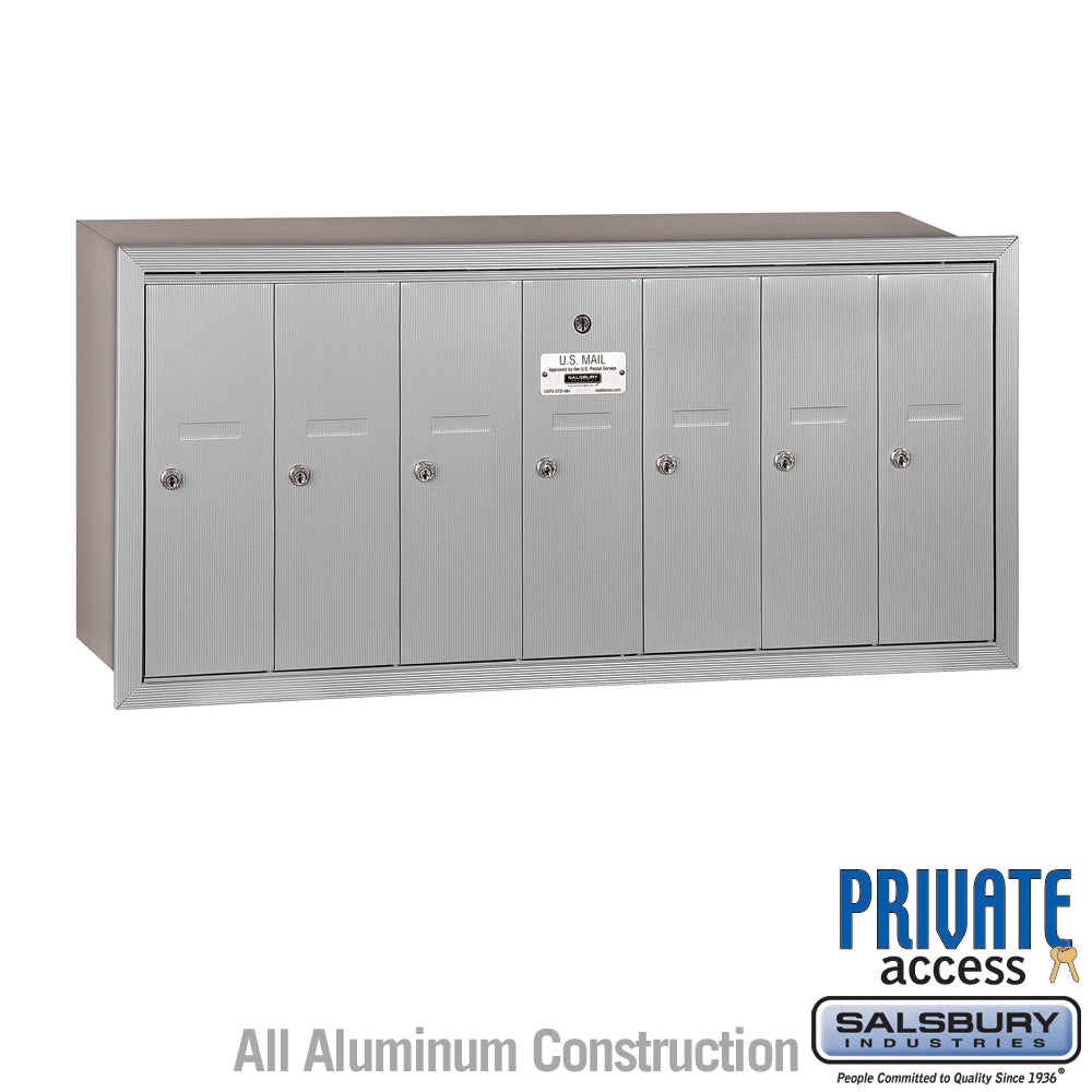 Vertical Mailbox (Includes Master Commercial Lock) - 7 Doors - Aluminum - Recessed Mounted - Private Access