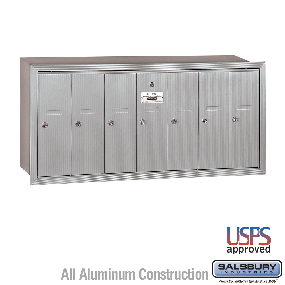 Vertical Mailbox - 7 Doors - Aluminum - Recessed Mounted - USPS Access