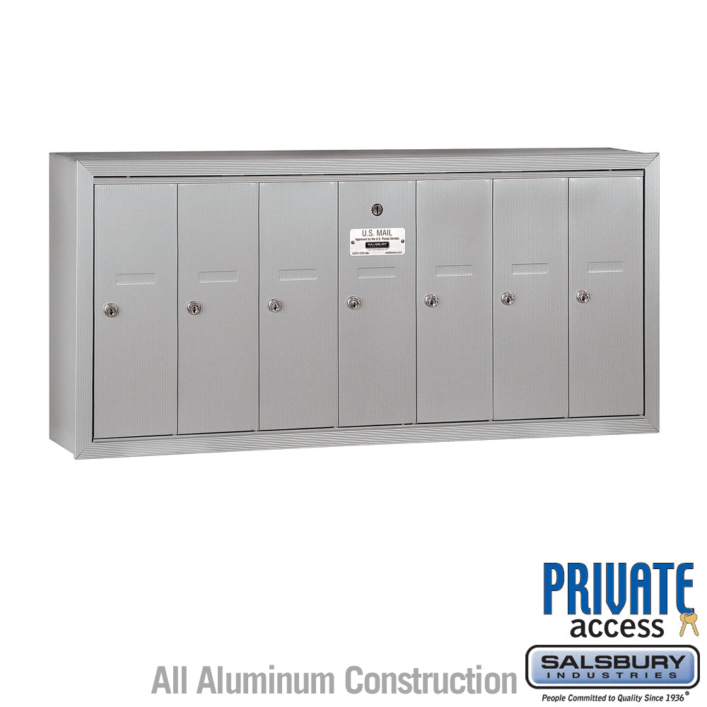 Vertical Mailbox (Includes Master Commercial Lock) - 7 Doors - Aluminum - Surface Mounted - Private Access