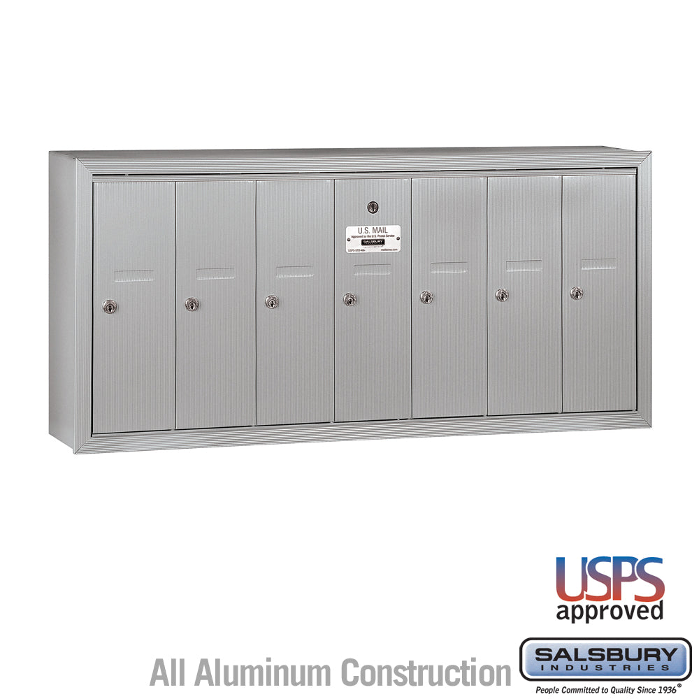 Vertical Mailbox - 7 Doors - Aluminum - Surface Mounted - USPS Access