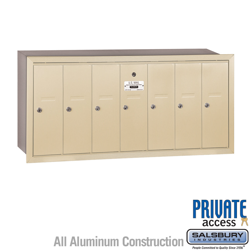 Vertical Mailbox (Includes Master Commercial Lock) - 7 Doors - Sandstone - Recessed Mounted - Private Access