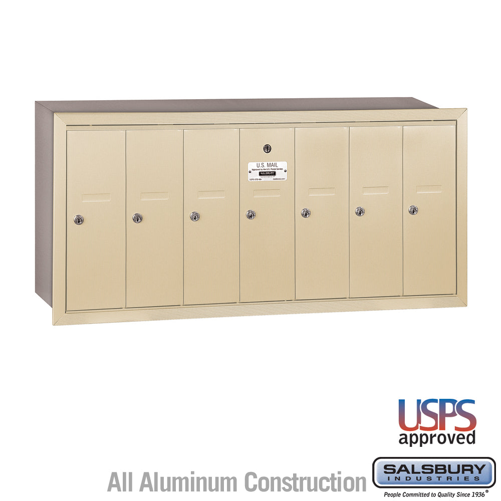 Vertical Mailbox - 7 Doors - Sandstone - Recessed Mounted - USPS Access