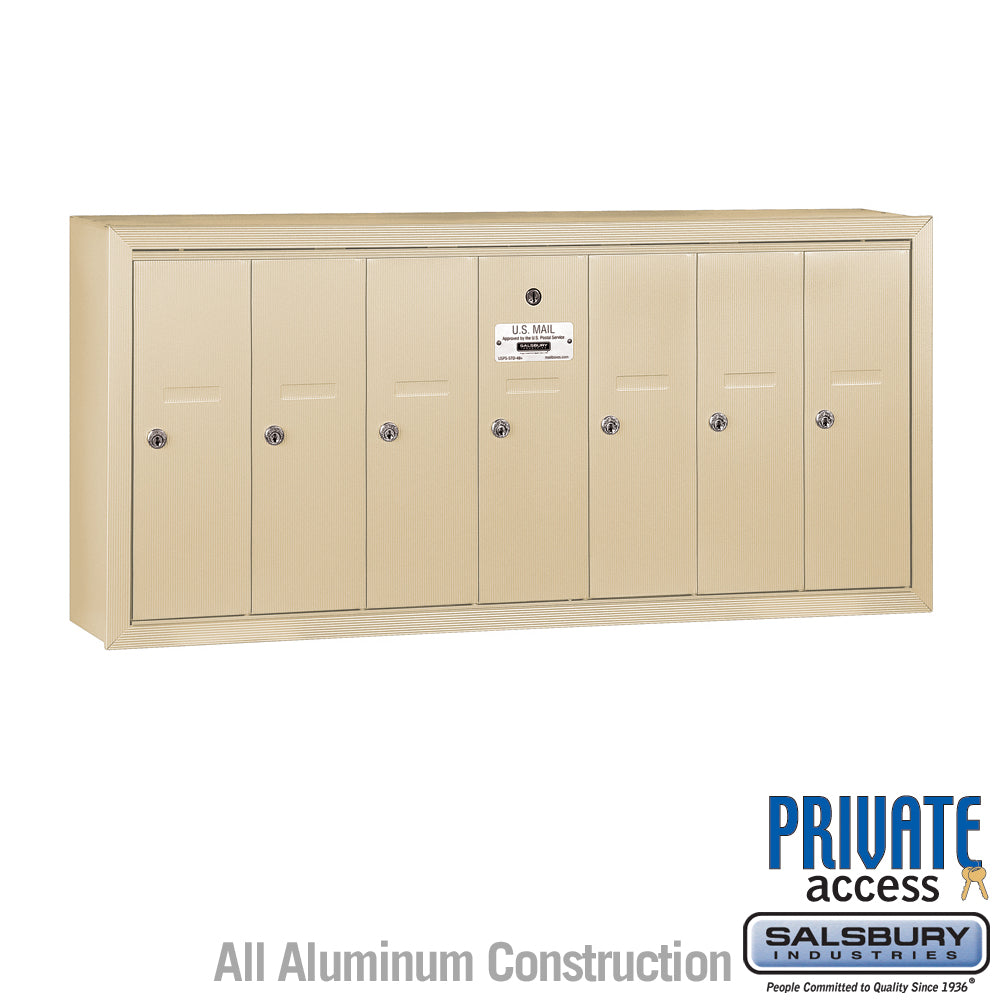 Vertical Mailbox (Includes Master Commercial Lock) - 7 Doors - Sandstone - Surface Mounted - Private Access