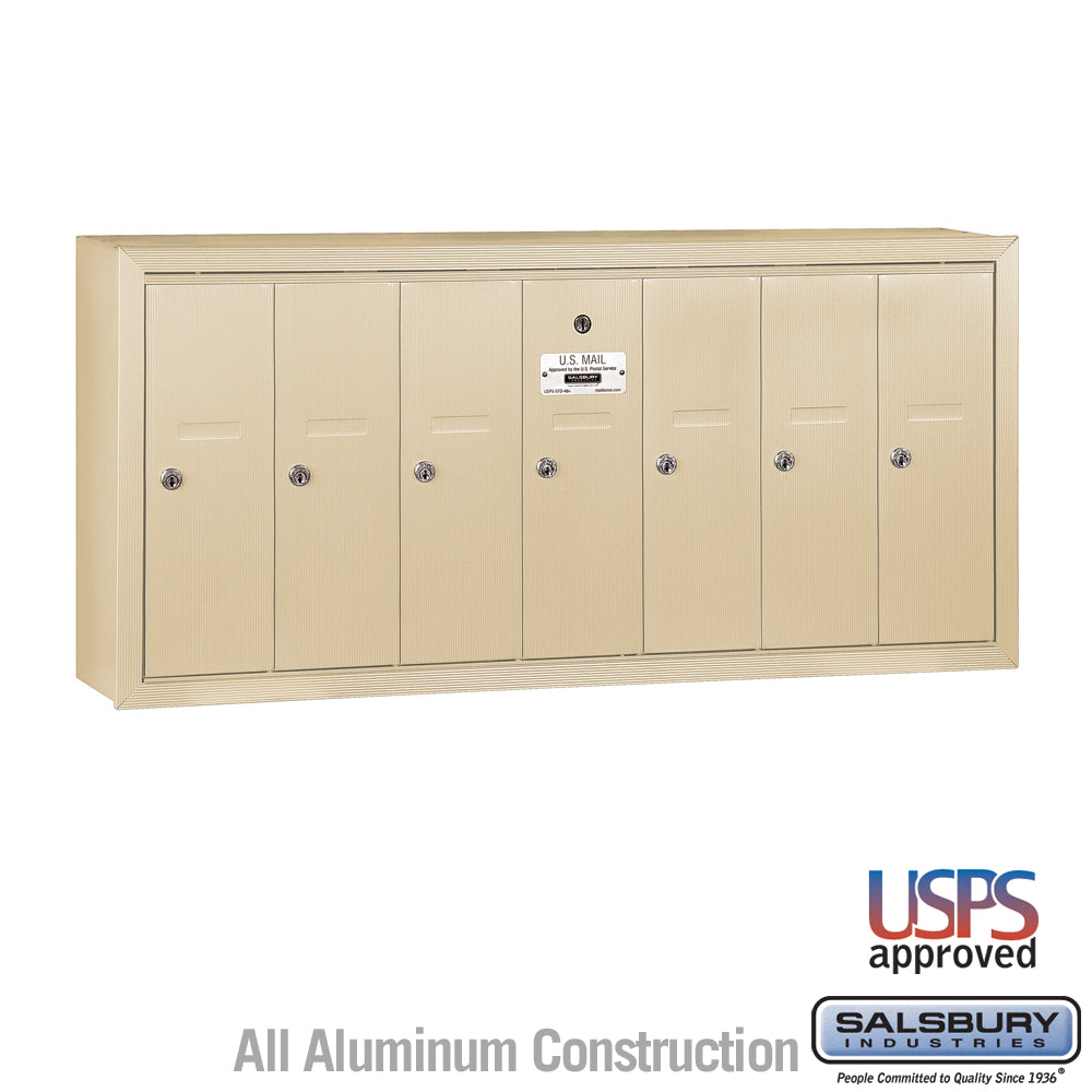 Vertical Mailbox - 7 Doors - Sandstone - Surface Mounted - USPS Access