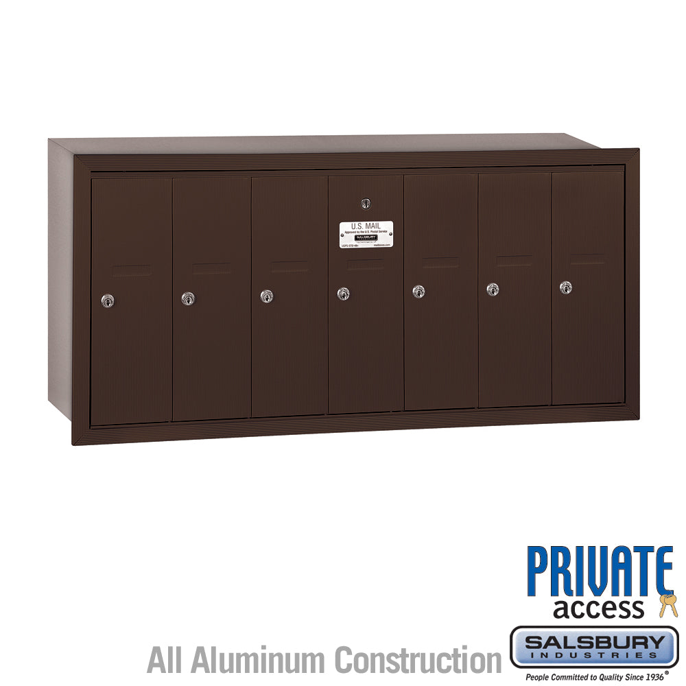 Vertical Mailbox (Includes Master Commercial Lock) - 7 Doors - Bronze - Recessed Mounted - Private Access