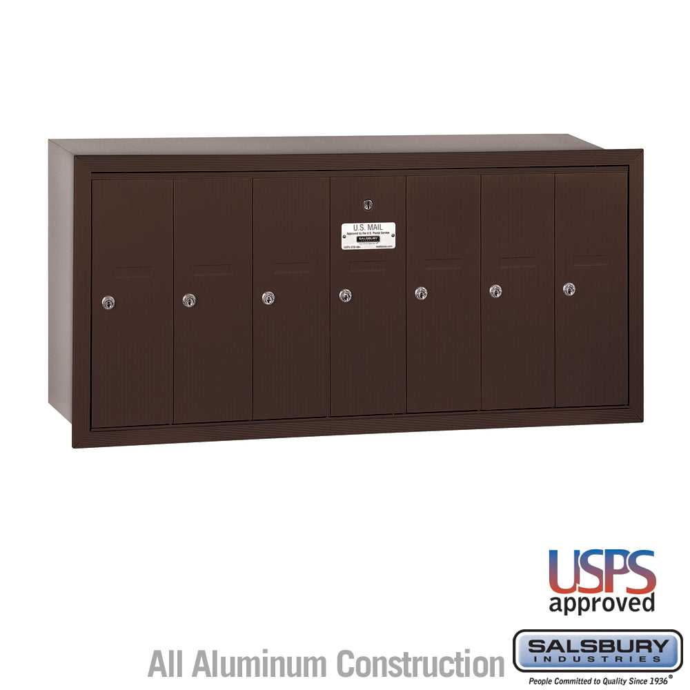 Vertical Mailbox - 7 Doors - Bronze - Recessed Mounted - USPS Access