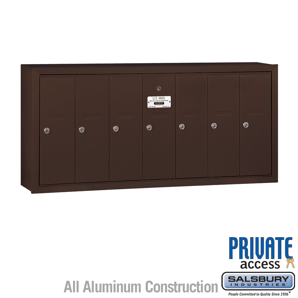 Vertical Mailbox (Includes Master Commercial Lock) - 7 Doors - Bronze - Surface Mounted - Private Access