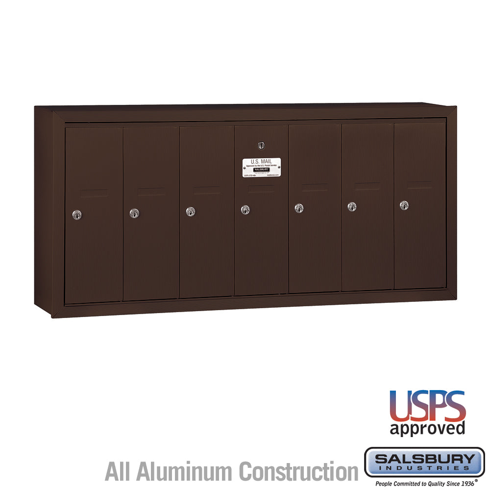 Vertical Mailbox - 7 Doors - Bronze - Surface Mounted - USPS Access