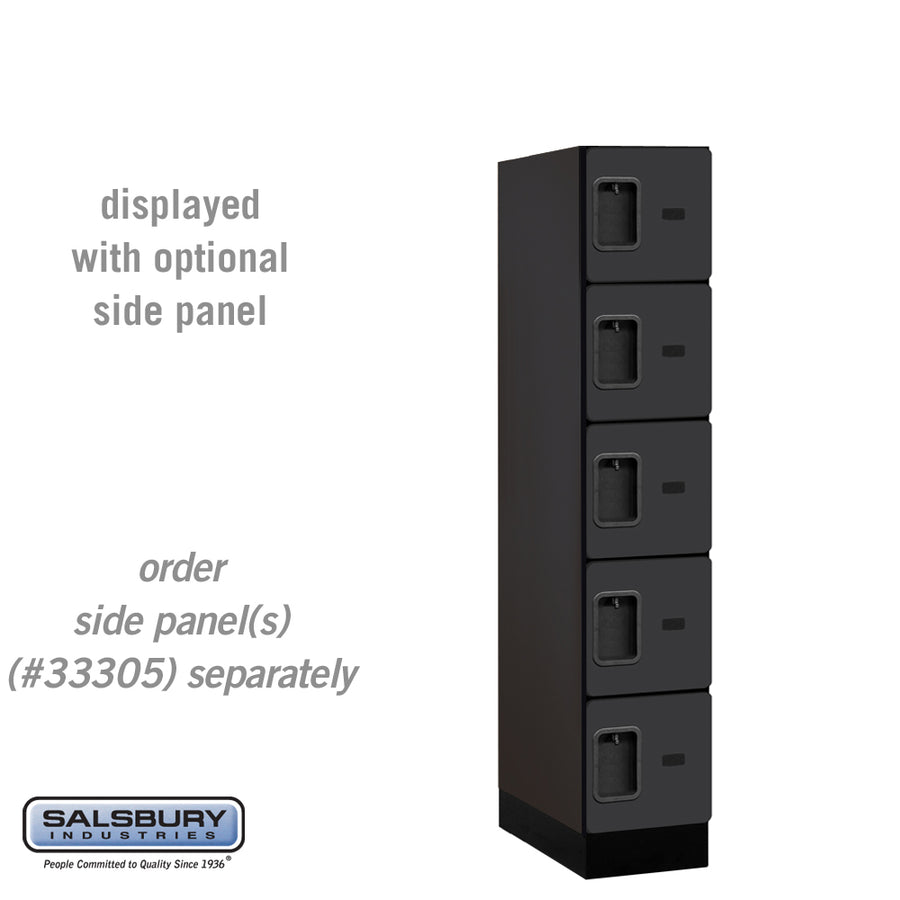 12" Wide Five Tier Box Style Designer Wood Locker - 1 Wide - 5 Feet High - 21 Inches Deep - Black