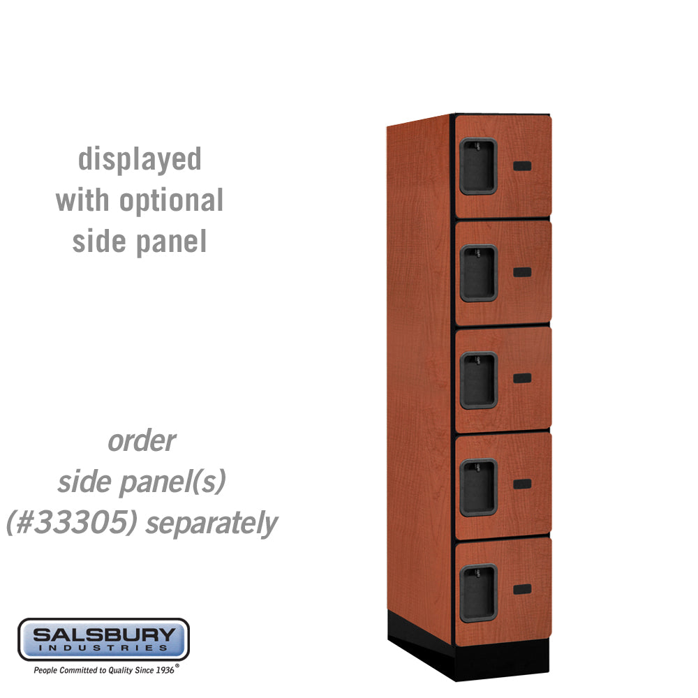 12" Wide Five Tier Box Style Designer Wood Locker - 1 Wide - 5 Feet High - 21 Inches Deep - Cherry