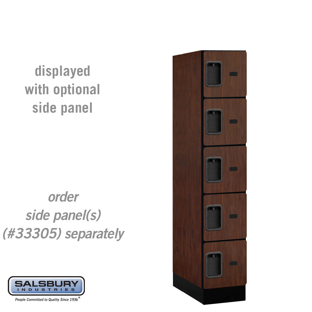 12" Wide Five Tier Box Style Designer Wood Locker - 1 Wide - 5 Feet High - 21 Inches Deep - Mahogany