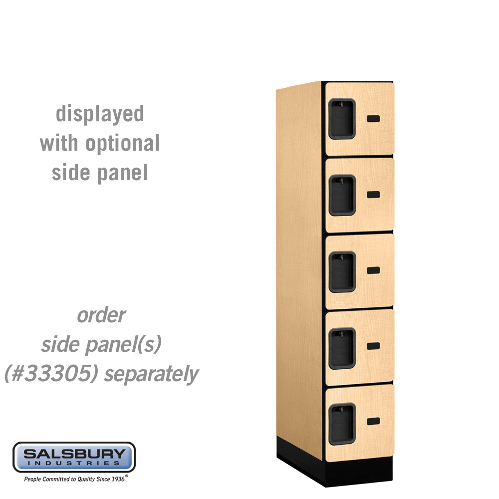 12" Wide Five Tier Box Style Designer Wood Locker - 1 Wide - 5 Feet High - 21 Inches Deep - Maple