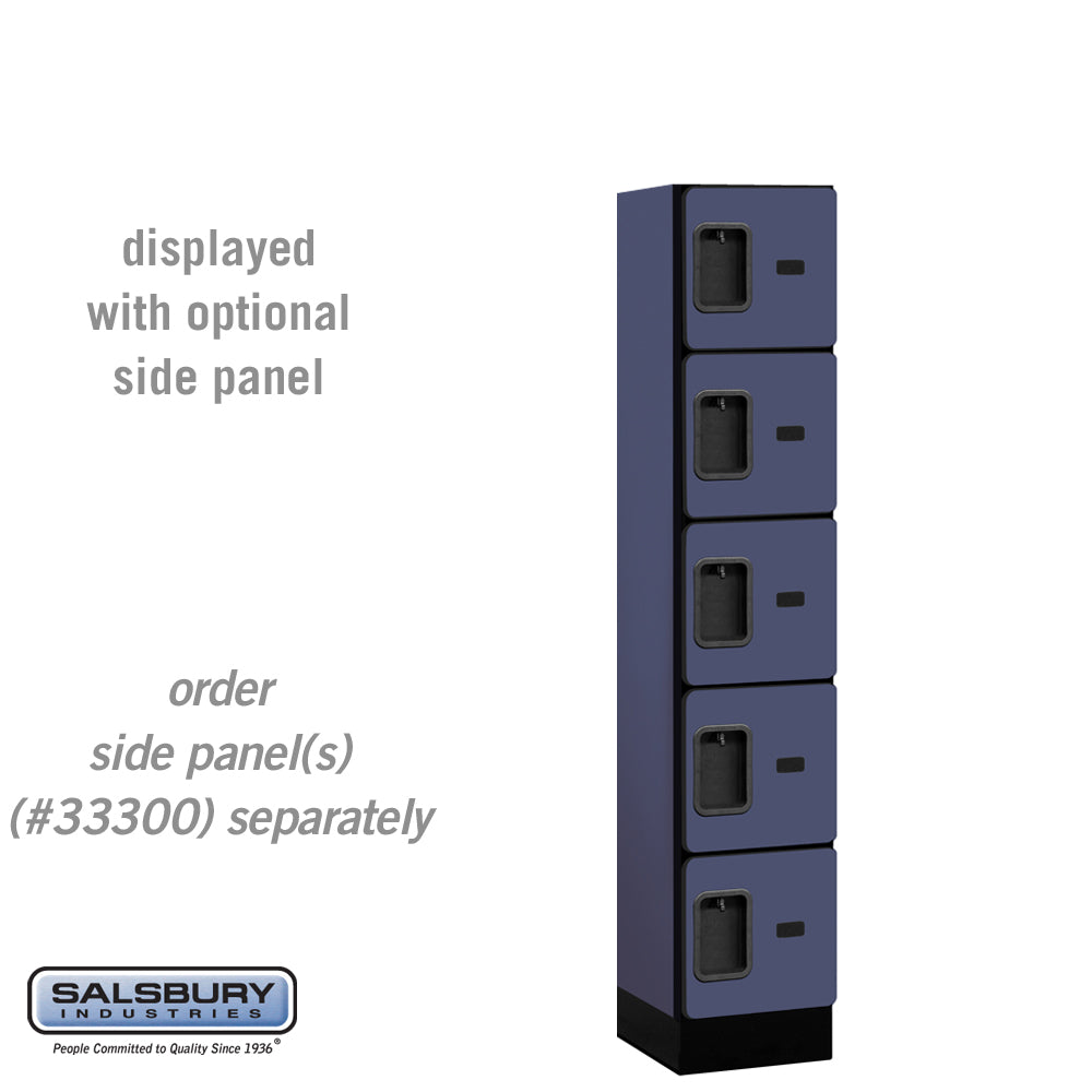 12" Wide Five Tier Box Style Designer Wood Locker - 1 Wide - 5 Feet High - 15 Inches Deep - Blue