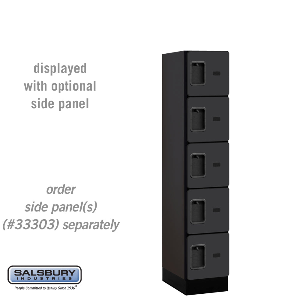 12" Wide Five Tier Box Style Designer Wood Locker - 1 Wide - 5 Feet High - 18 Inches Deep - Black