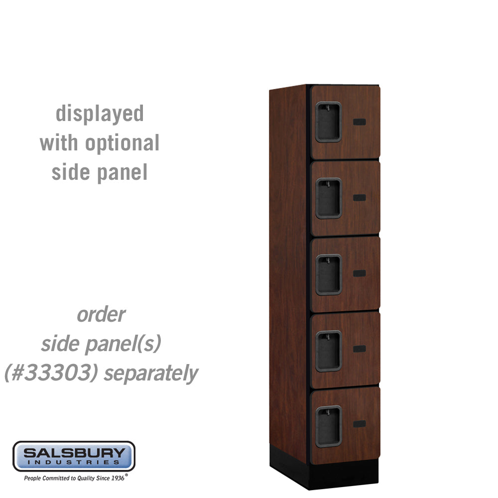 12" Wide Five Tier Box Style Designer Wood Locker - 1 Wide - 5 Feet High - 18 Inches Deep - Mahogany