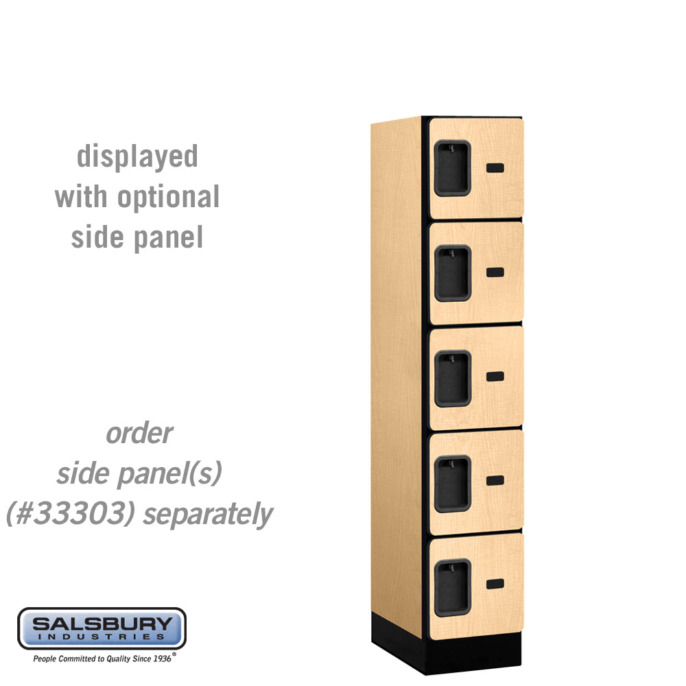 12" Wide Five Tier Box Style Designer Wood Locker - 1 Wide - 5 Feet High - 18 Inches Deep - Maple