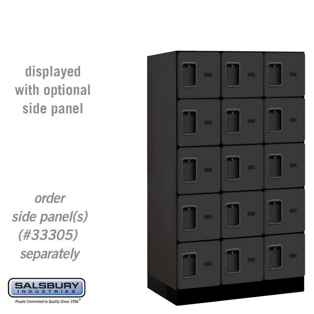 12" Wide Five Tier Box Style Designer Wood Locker - 3 Wide - 5 Feet High - 21 Inches Deep - Black