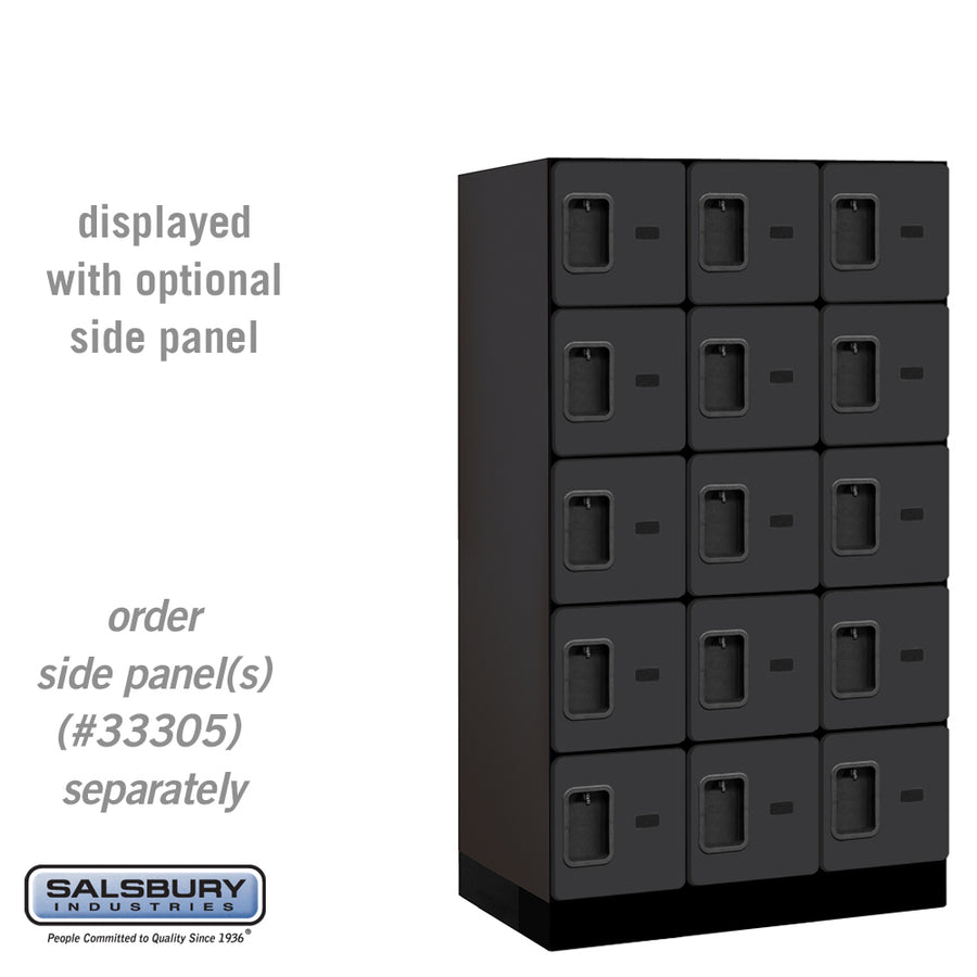 12" Wide Five Tier Box Style Designer Wood Locker - 3 Wide - 5 Feet High - 21 Inches Deep - Black
