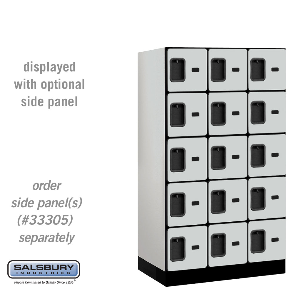 12" Wide Five Tier Box Style Designer Wood Locker - 3 Wide - 5 Feet High - 21 Inches Deep - Gray