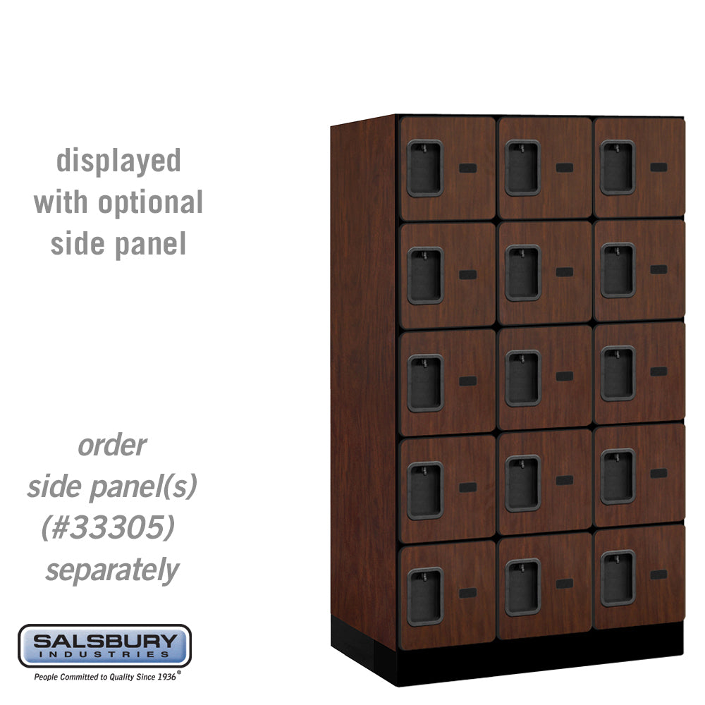 12" Wide Five Tier Box Style Designer Wood Locker - 3 Wide - 5 Feet High - 21 Inches Deep - Mahogany