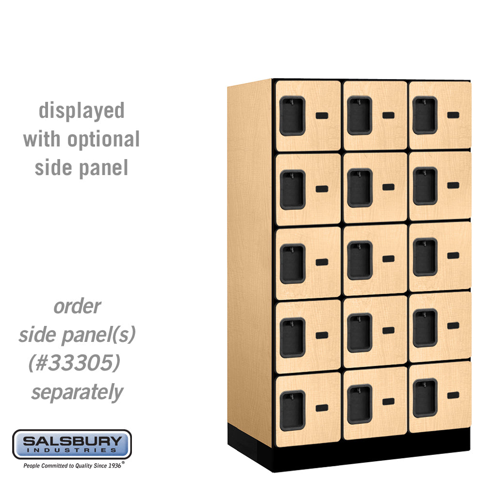 12" Wide Five Tier Box Style Designer Wood Locker - 3 Wide - 5 Feet High - 21 Inches Deep - Maple