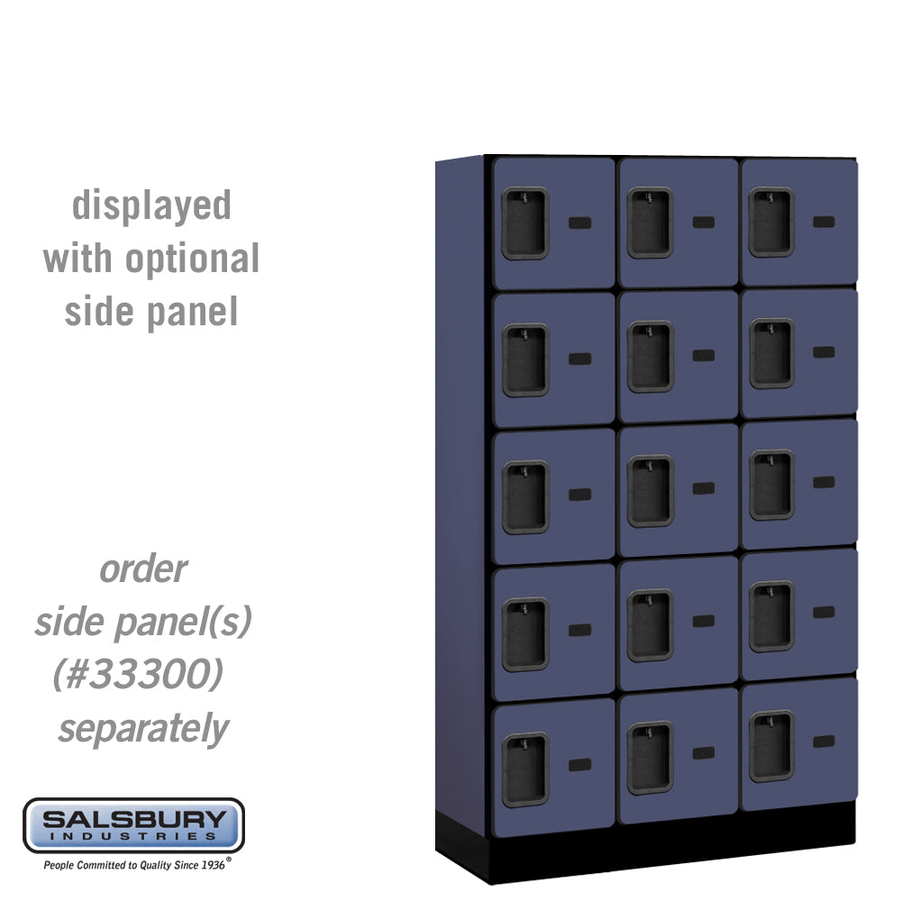 12" Wide Five Tier Box Style Designer Wood Locker - 3 Wide - 5 Feet High - 15 Inches Deep - Blue