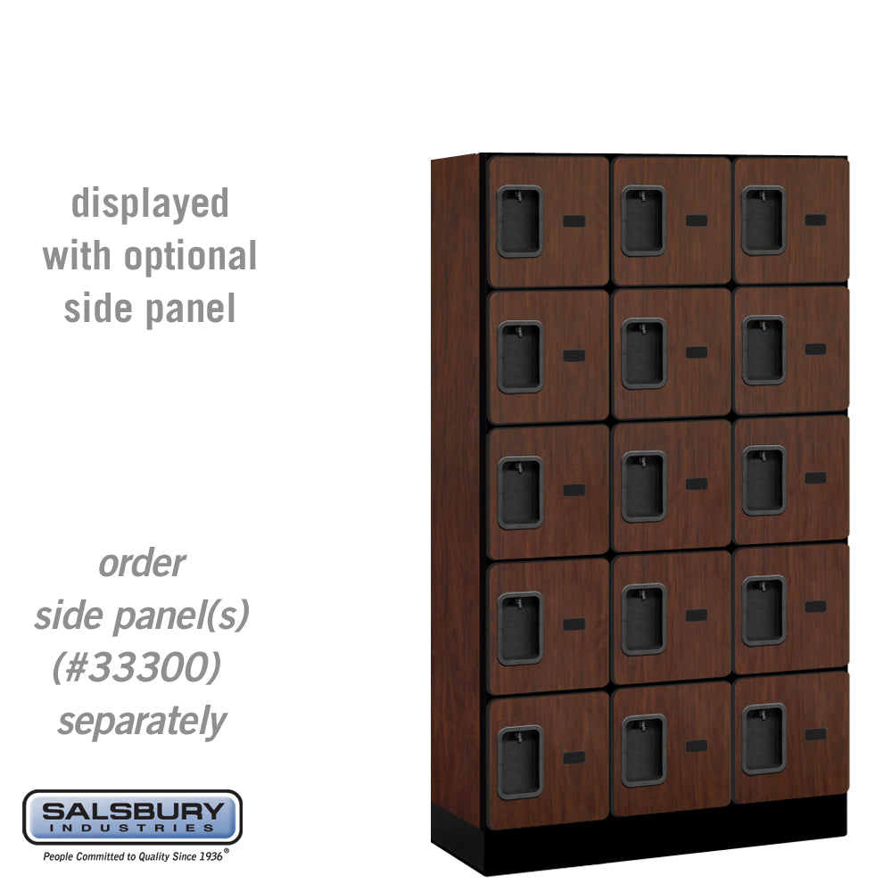 12" Wide Five Tier Box Style Designer Wood Locker - 3 Wide - 5 Feet High - 15 Inches Deep - Mahogany