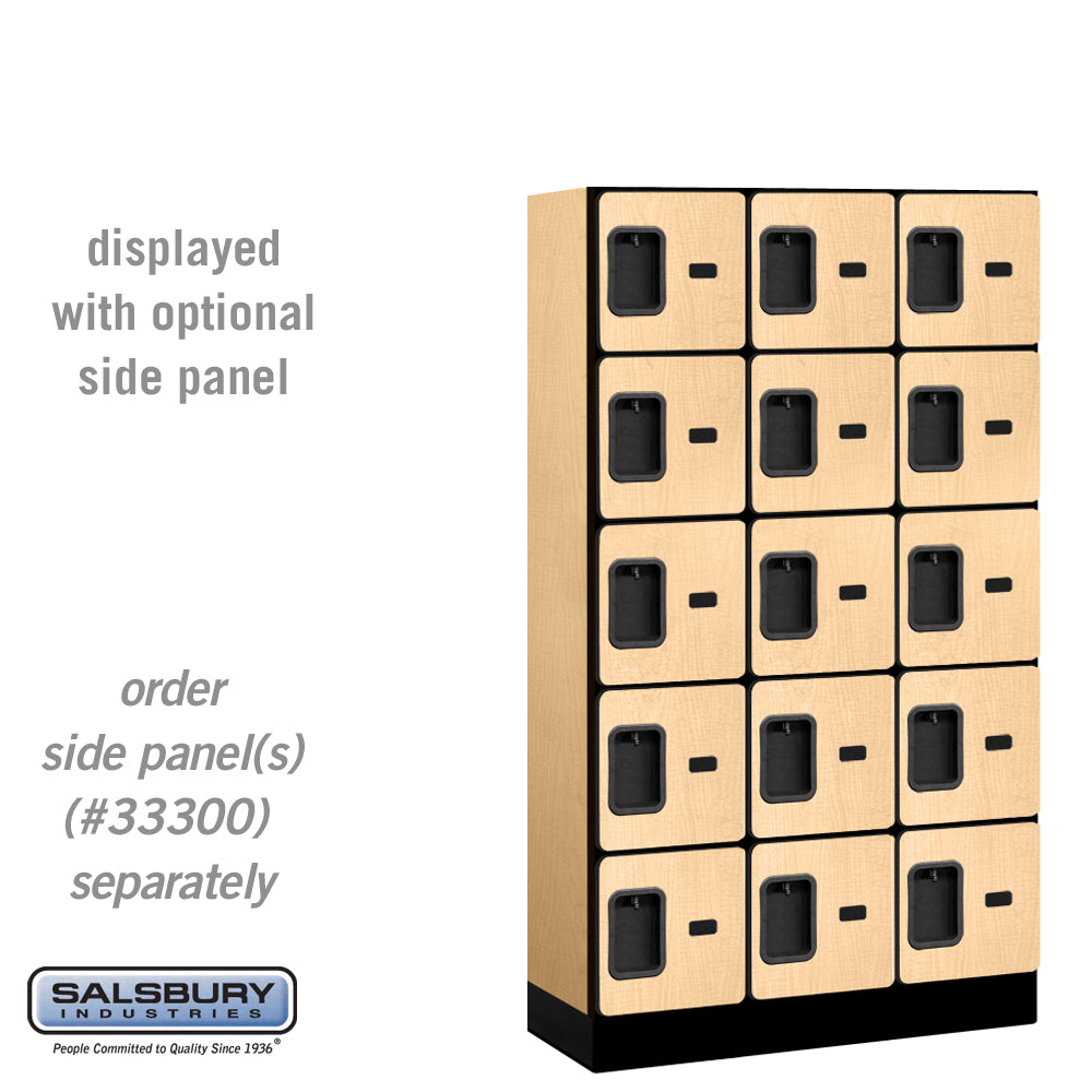 12" Wide Five Tier Box Style Designer Wood Locker - 3 Wide - 5 Feet High - 15 Inches Deep - Maple