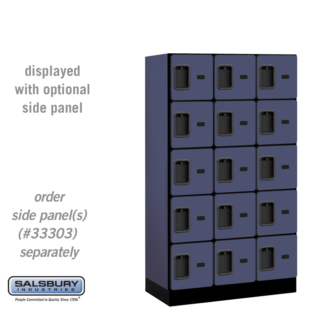 12" Wide Five Tier Box Style Designer Wood Locker - 3 Wide - 5 Feet High - 18 Inches Deep - Blue