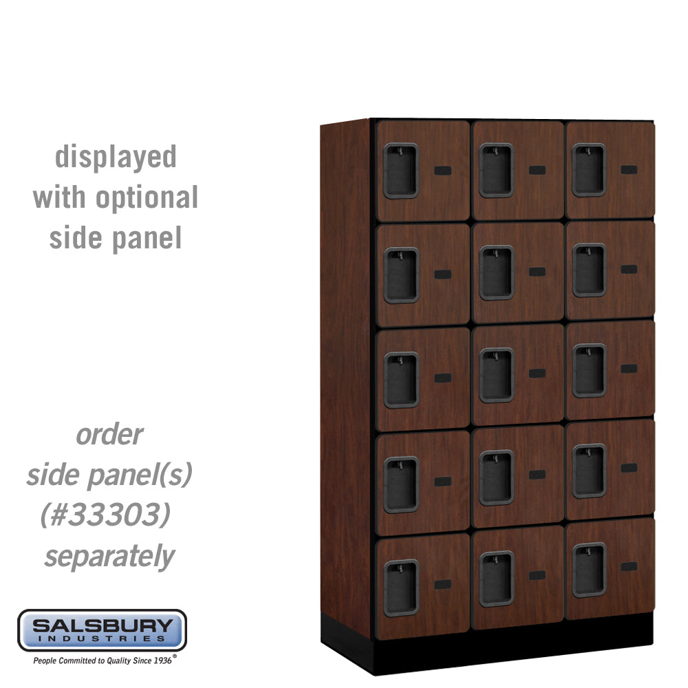 12" Wide Five Tier Box Style Designer Wood Locker - 3 Wide - 5 Feet High - 18 Inches Deep - Mahogany