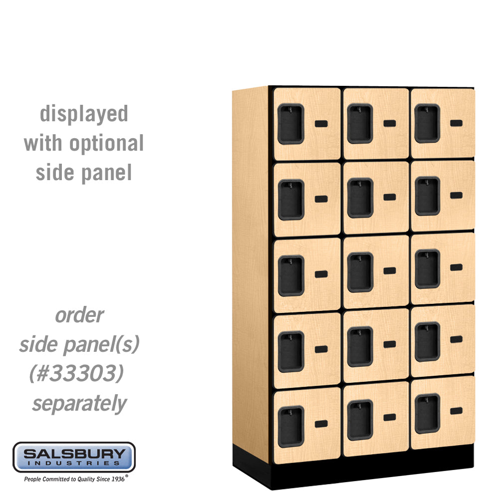 12" Wide Five Tier Box Style Designer Wood Locker - 3 Wide - 5 Feet High - 18 Inches Deep - Maple