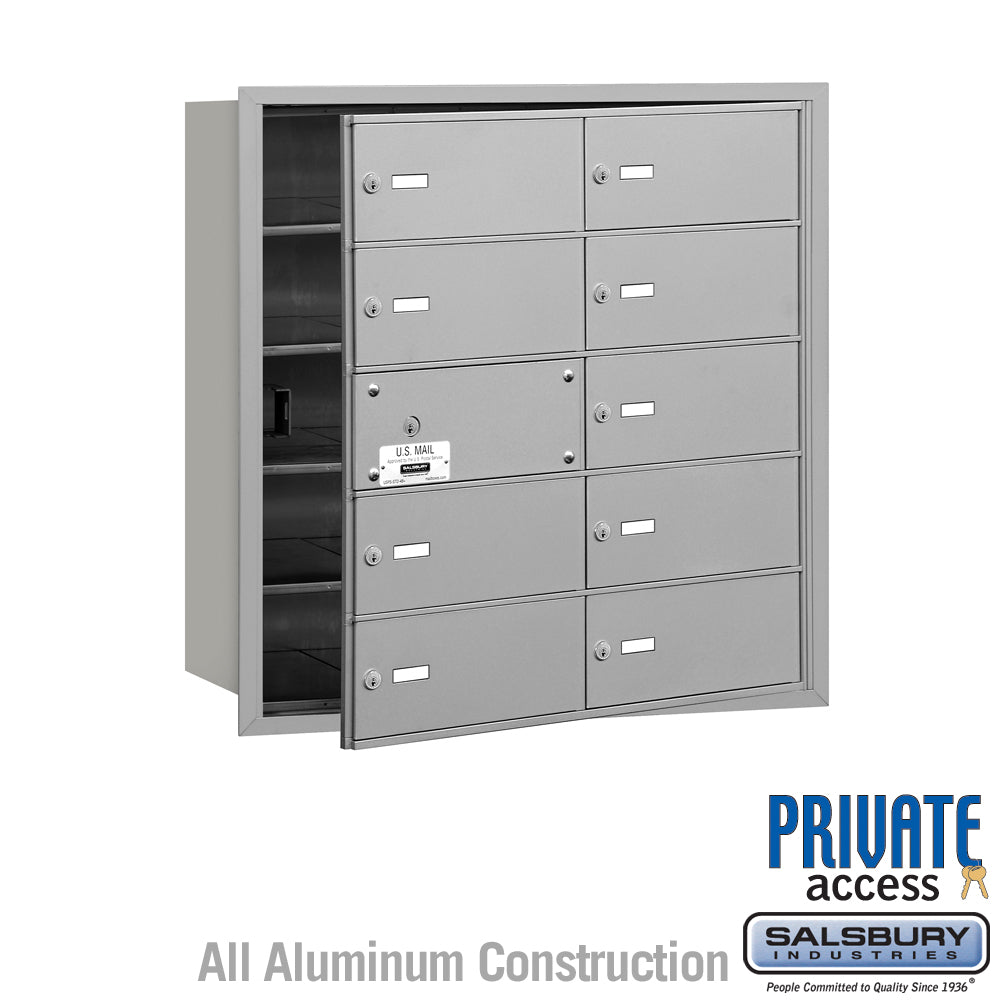 4B+ Horizontal Mailbox (Includes Master Commercial Lock) - 10 B Doors (9 usable) - Aluminum - Front Loading - Private Access