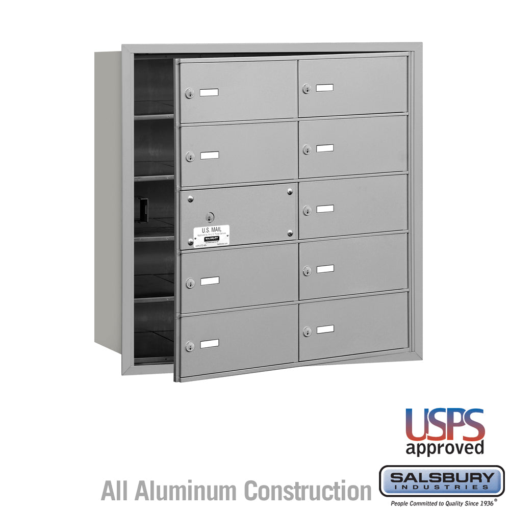 4B+ Horizontal Mailbox - 10 B Doors (9 usable) - Aluminum - Front Loading - USPS Access