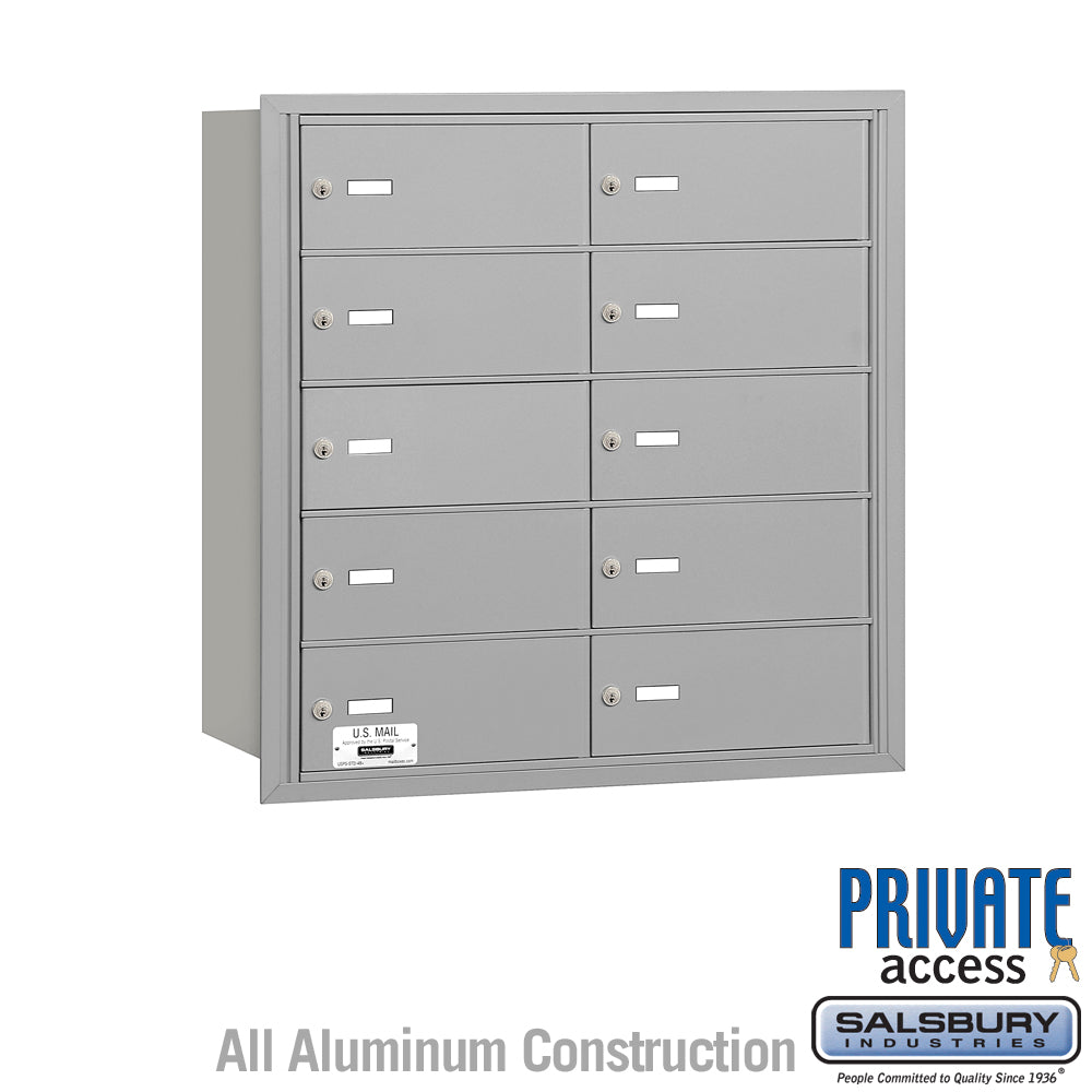 4B+ Horizontal Mailbox - 10 B Doors - Aluminum - Rear Loading - Private Access