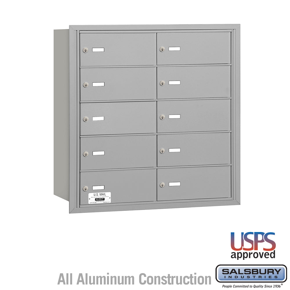 4B+ Horizontal Mailbox - 10 B Doors - Aluminum - Rear Loading - USPS Access