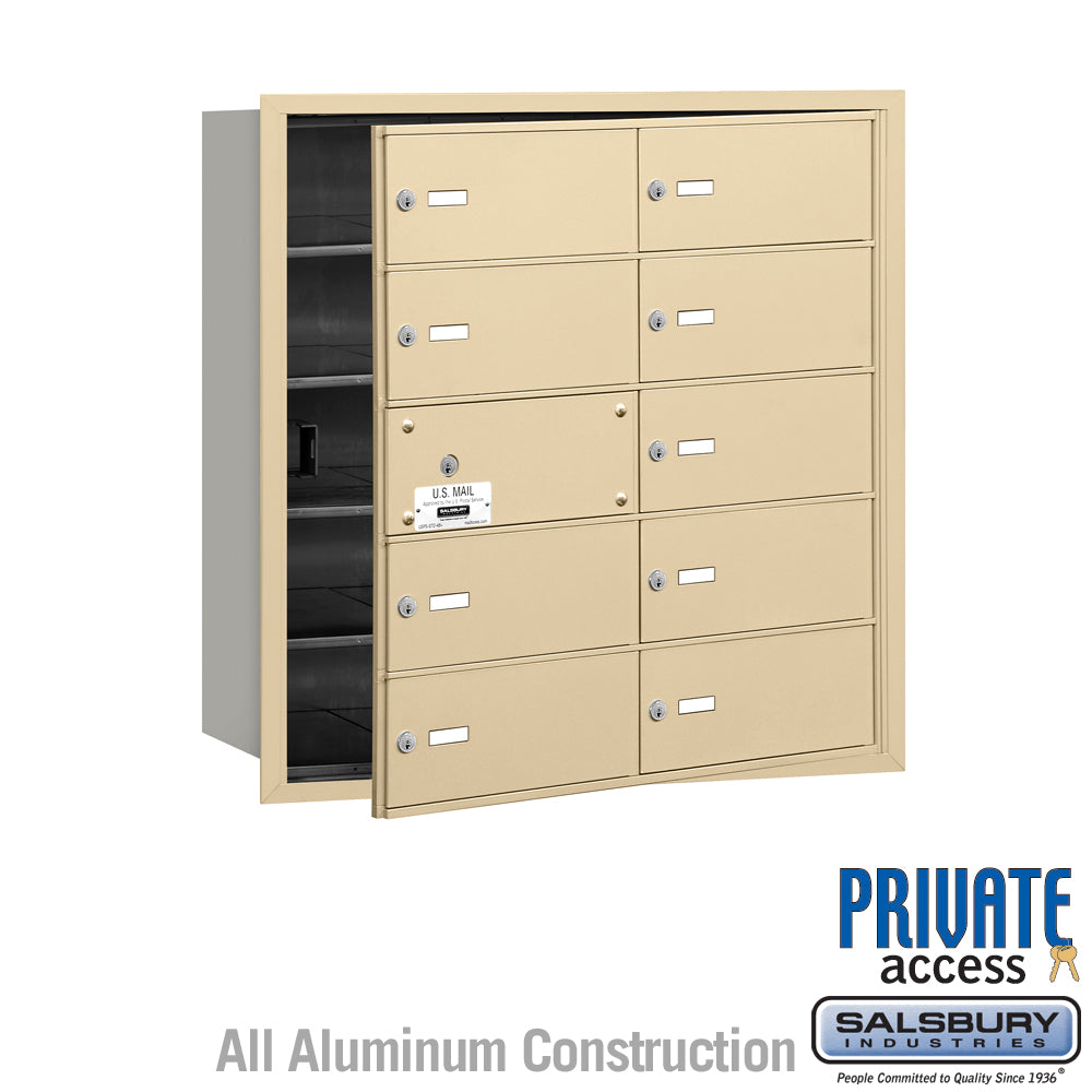 4B+ Horizontal Mailbox (Includes Master Commercial Lock) - 10 B Doors (9 usable) - Sandstone - Front Loading - Private Access