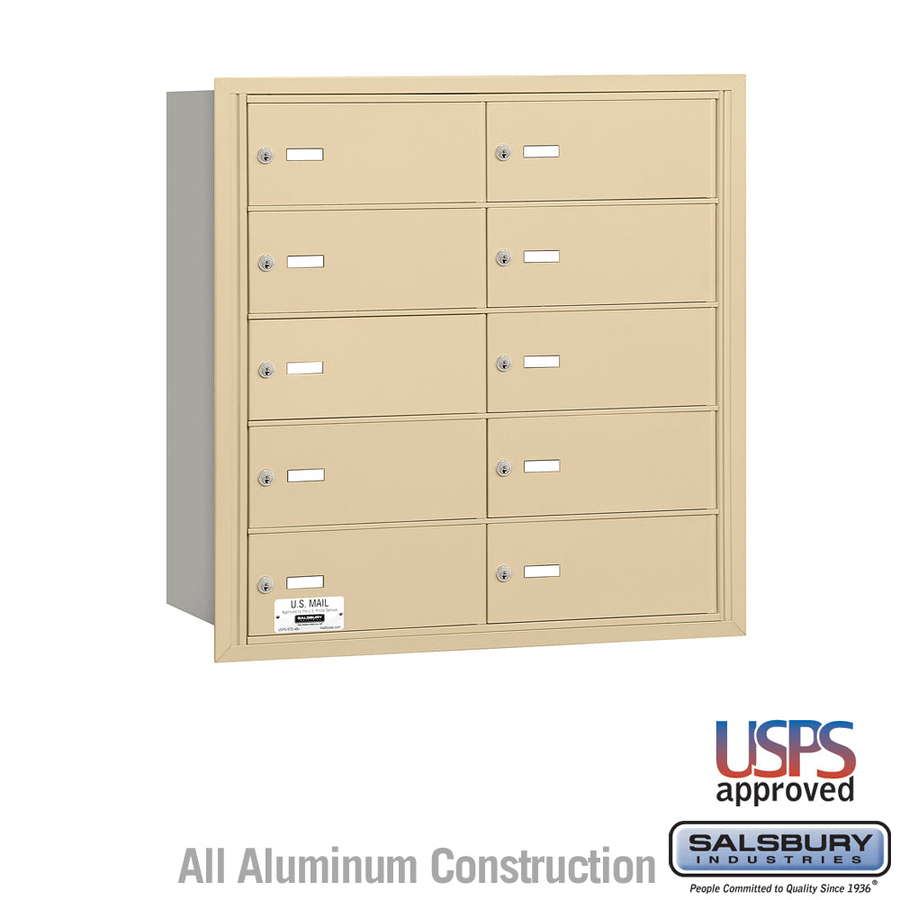 4B+ Horizontal Mailbox - 10 B Doors - Sandstone - Rear Loading - USPS Access