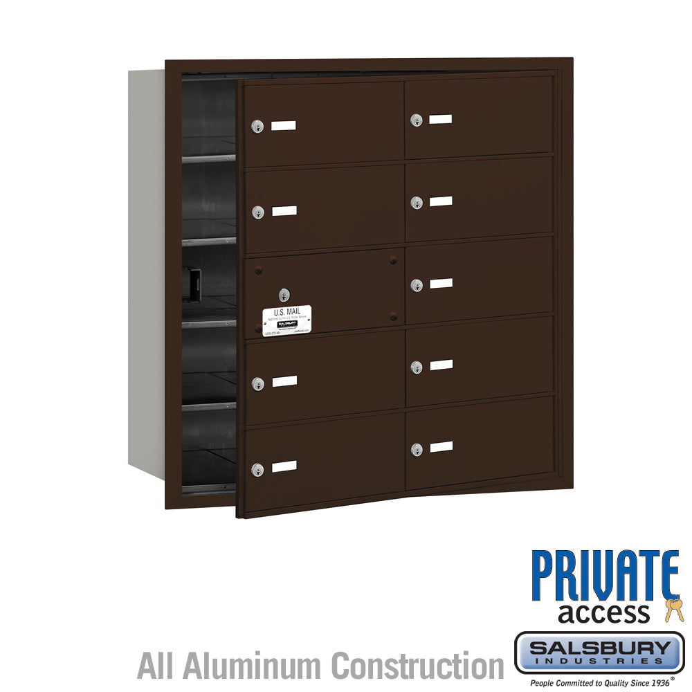 4B+ Horizontal Mailbox (Includes Master Commercial Lock) - 10 B Doors (9 usable) - Bronze - Front Loading - Private Access