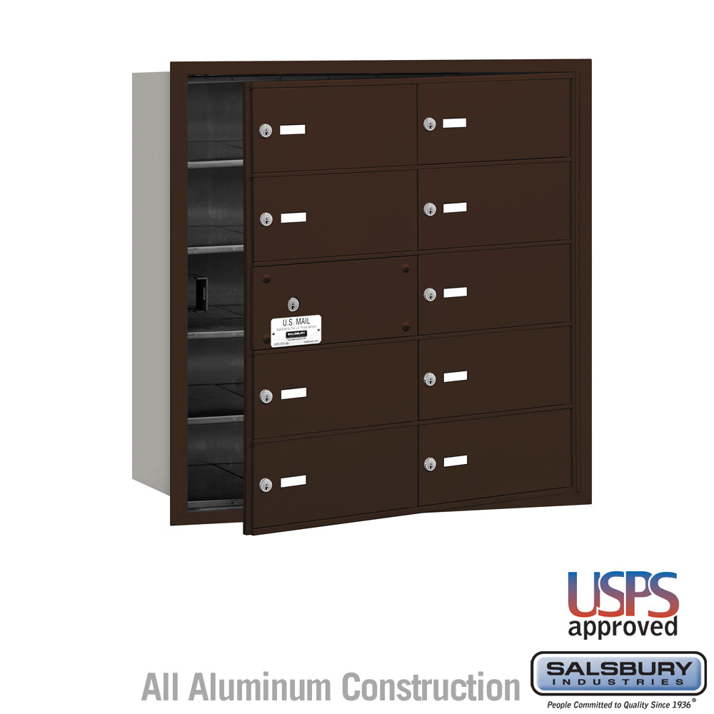 4B+ Horizontal Mailbox - 10 B Doors (9 usable) - Bronze - Front Loading - USPS Access