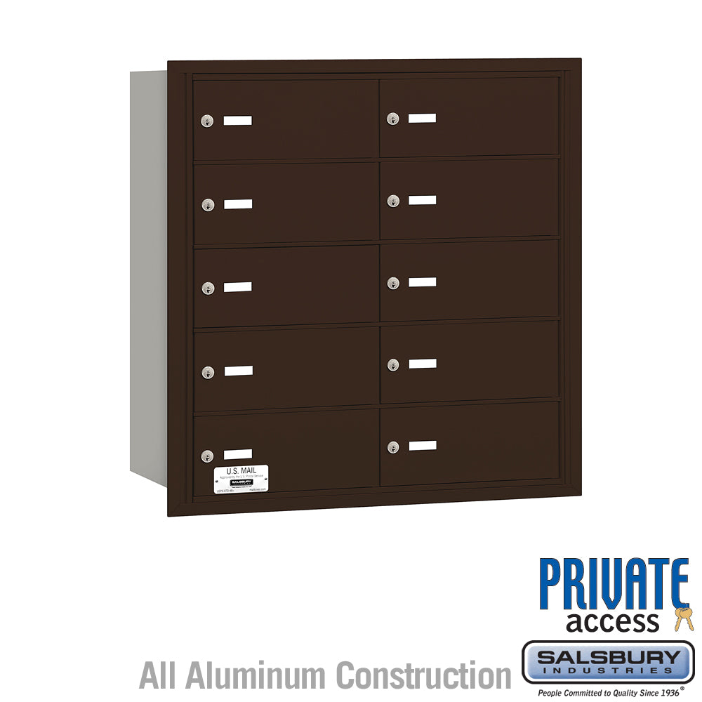 4B+ Horizontal Mailbox - 10 B Doors - Bronze - Rear Loading - Private Access