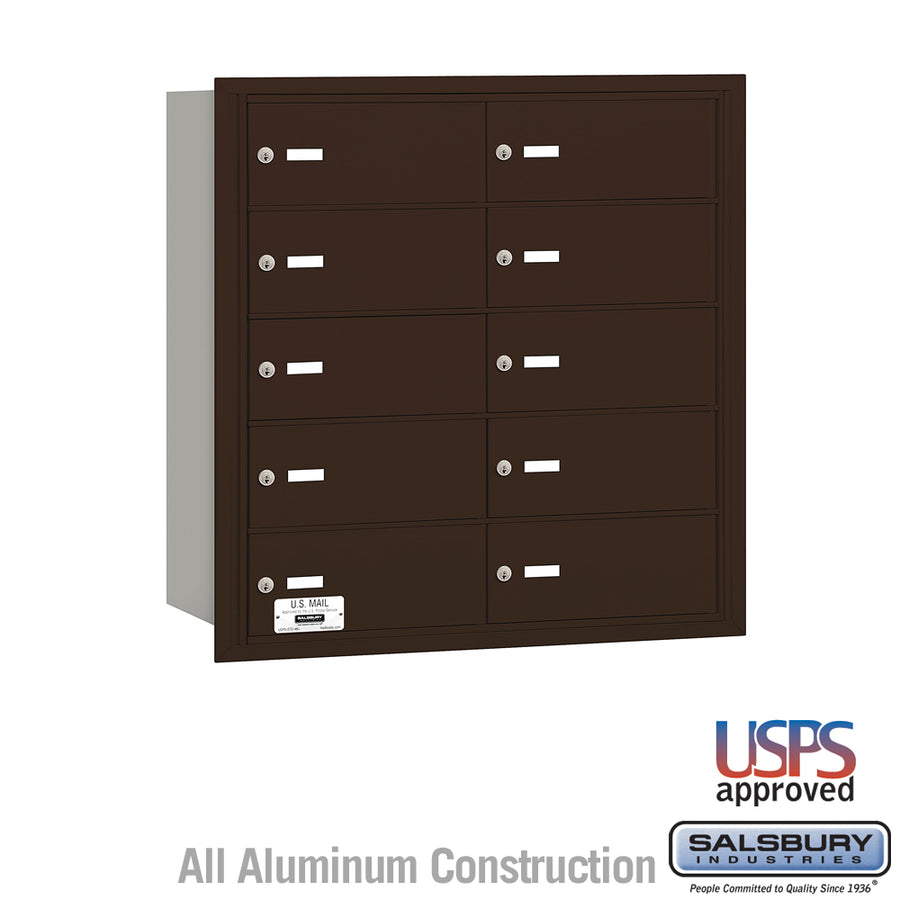 4B+ Horizontal Mailbox - 10 B Doors - Bronze - Rear Loading - USPS Access