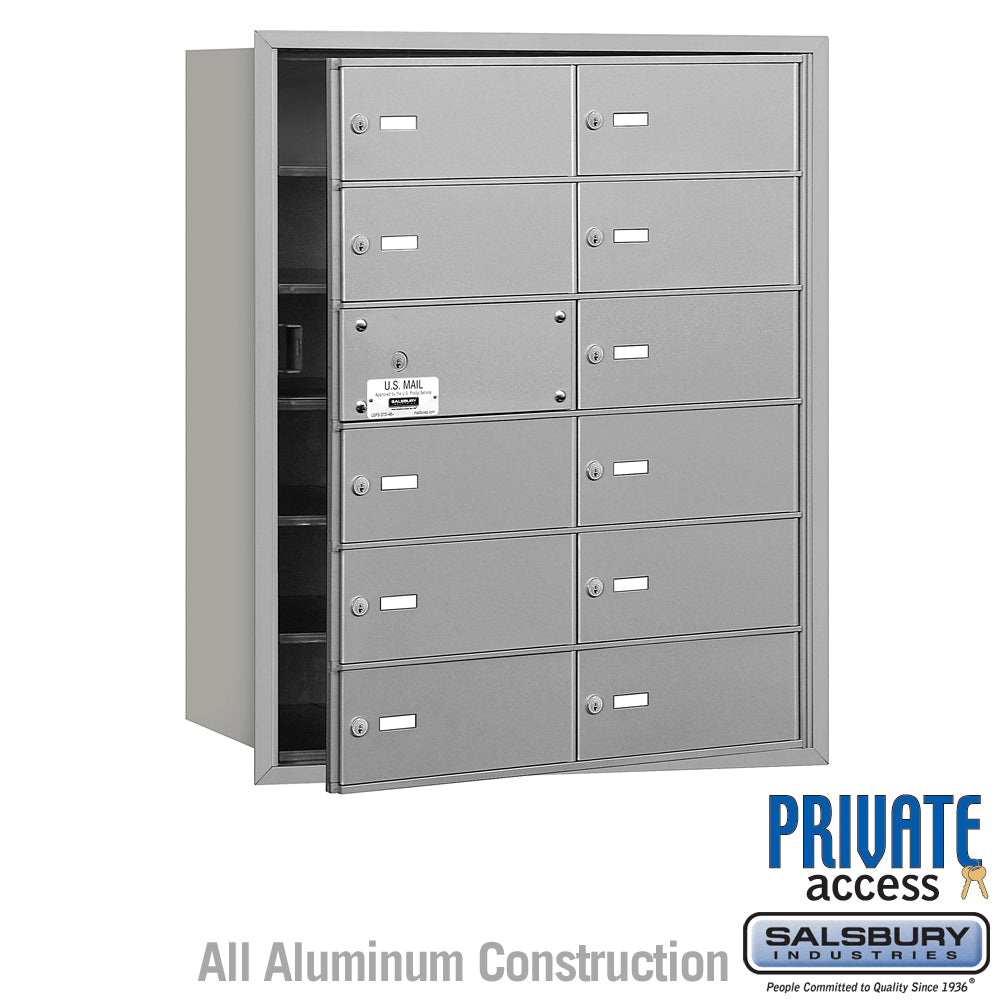 4B+ Horizontal Mailbox (Includes Master Commercial Lock) - 12 B Doors (11 usable) - Aluminum - Front Loading - Private Access